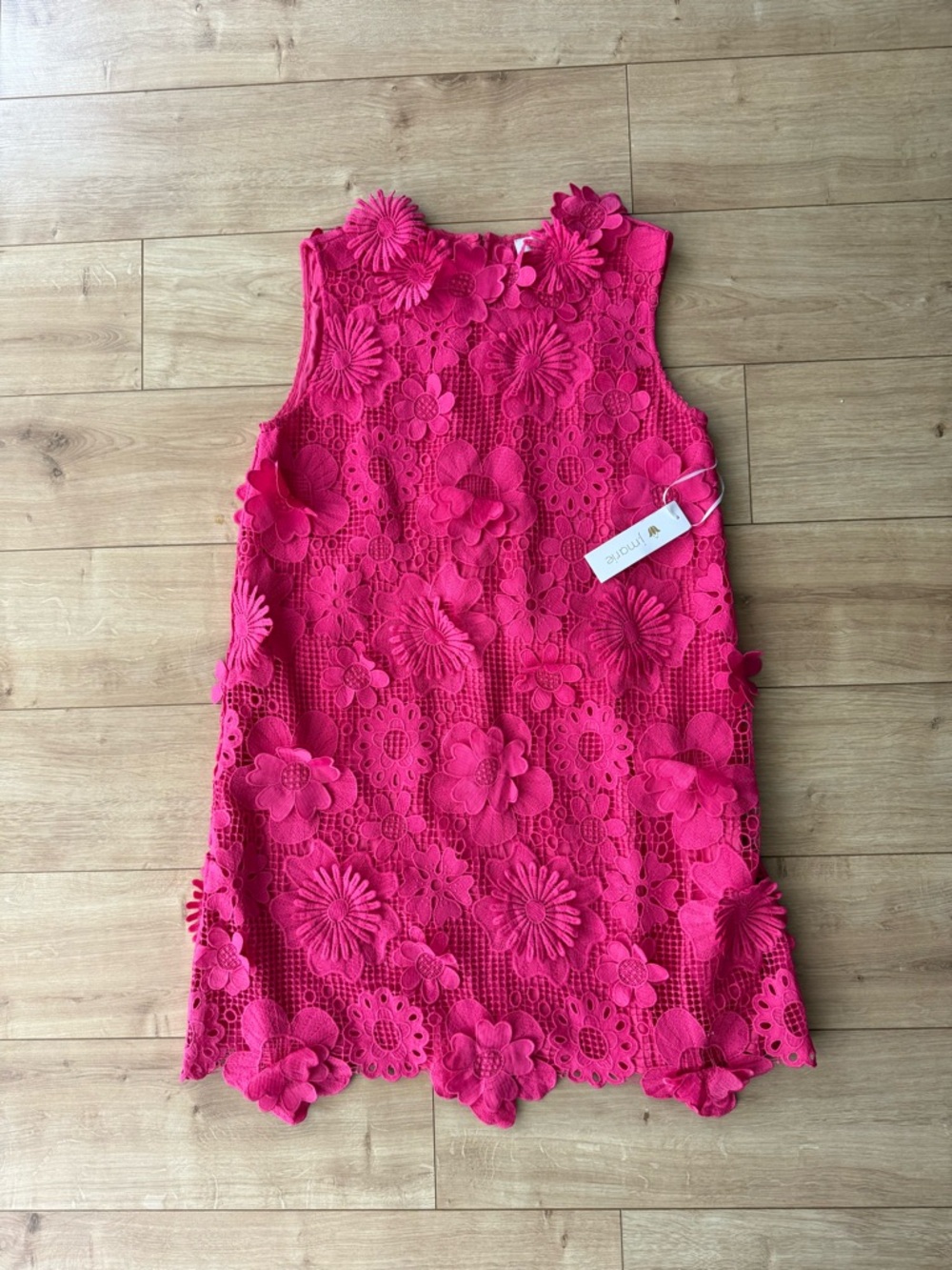 J.Marie Seraphina Pink 3D Floral Lace Shift Dress NWT Sleeveless Statement